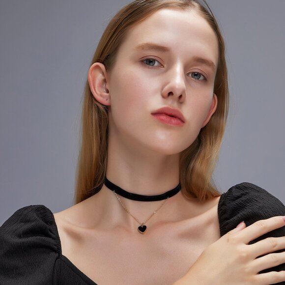 3/$35 Love Heart Pendant Charm Layered Necklace Choker Flannel Gold Chain - Picture 4 of 6